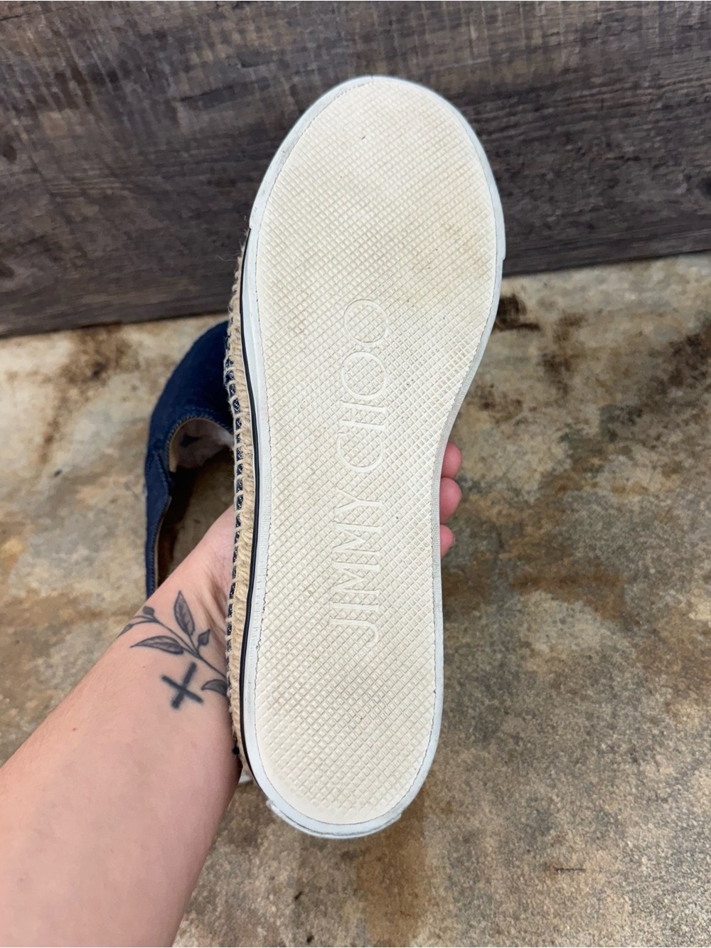 Jimmy Choo Blue Dawn Textured Slip-On Espadrilles - Picture 8 of 8